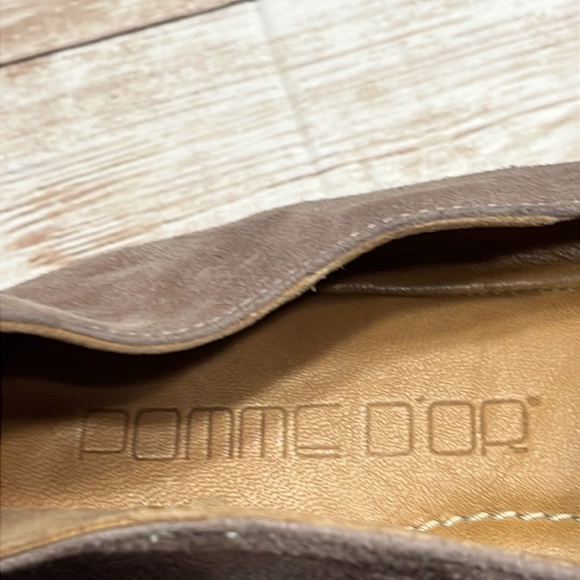Pomme Dor Taupe Suede Flats Pointed Toe Flats Fringe Loafers Size 38 - Picture 8 of 9